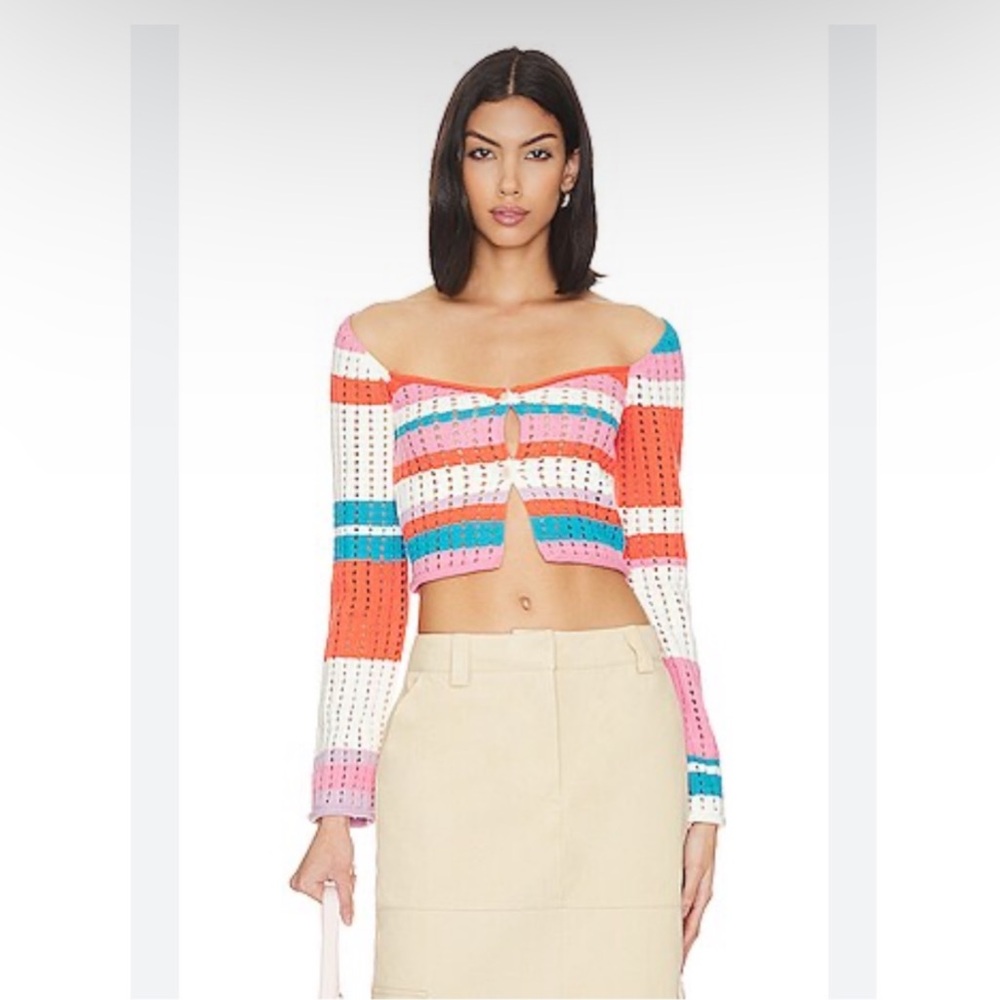 REVOLVE More to Come Kendra Red and Pink Cardigan Sweater Casual Striped